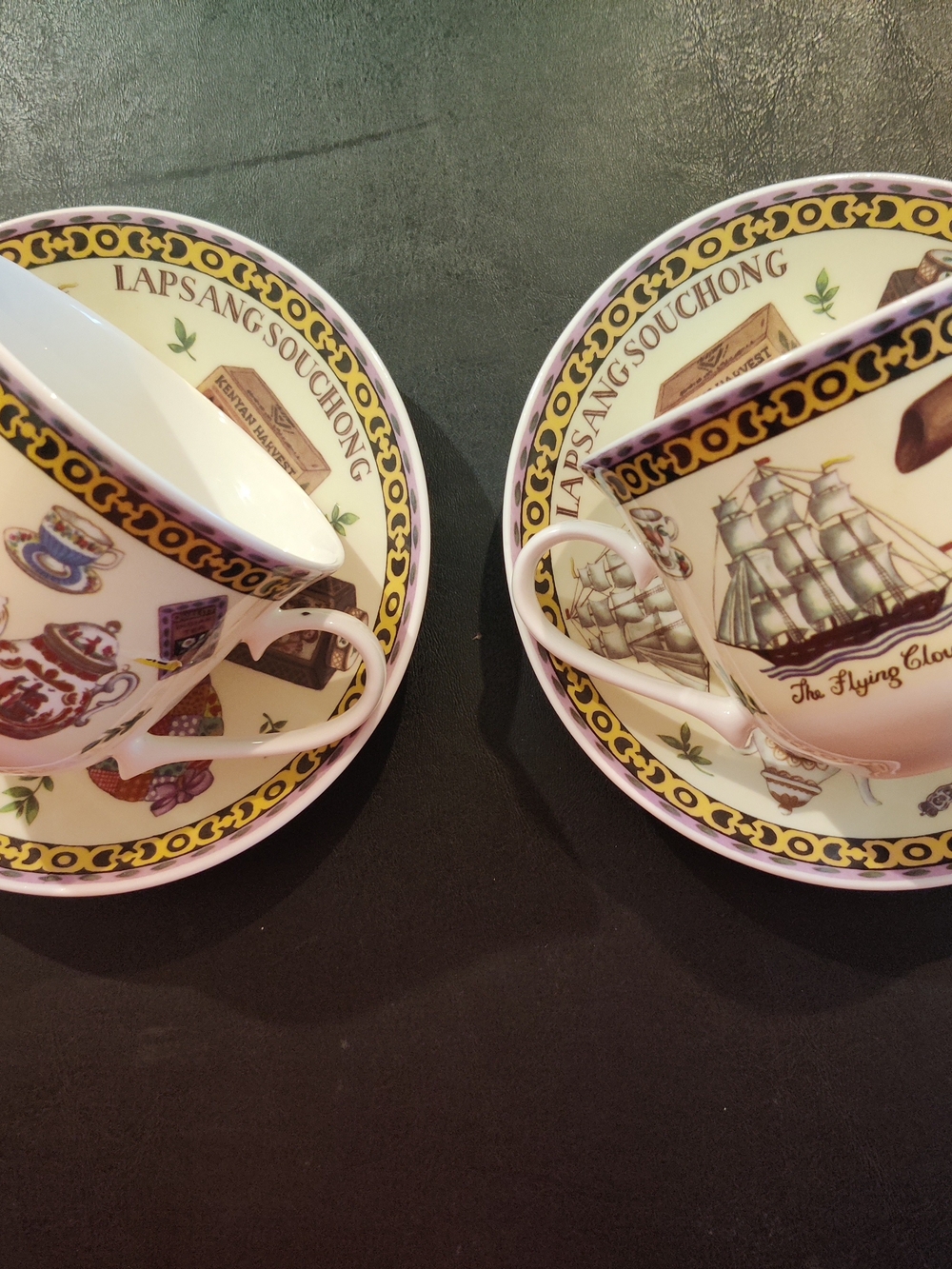 Vintage Roy Kirkham 1998 Fine Bone China Tea Cups & Saucers Set Of Two